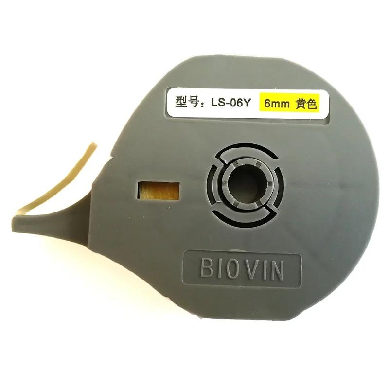 

5pcs BIOVIN Label Tape Cassette Ink Ribbon LS-06W/Y White Yellow 6mm Sticker For S650 S700E S710E Wire Marker Cable ID Printer