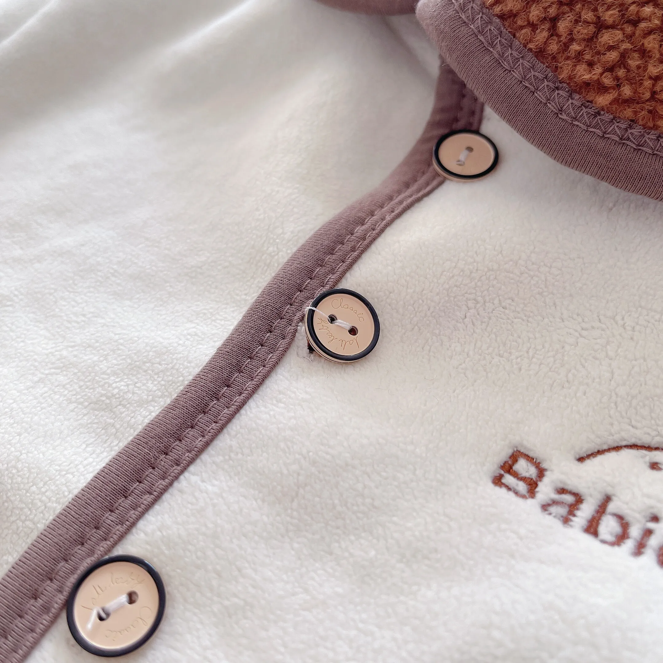 Baby-Jungen- und Mädchen-Wildlederjacke mit Sherpa-Futter, Kinder-Warmmantel mit Revers, einreihig, mit Taschen, Herbst-Winter-Oberbekleidung für Kleinkinder – Detail 5