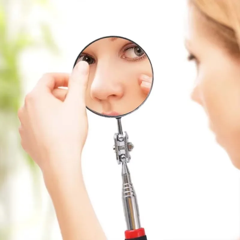 360° Car Inspection Mirror Telescoping Mirrors Extend Mechanic Tool LED Light Inspection Mirror Telescopic Handle Repairing Tool