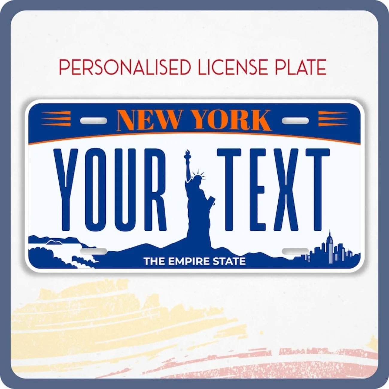 Plaque d'immatriculation personnalisée New York - Étiquette en aluminium pour voiture/camion/moto/vélo.