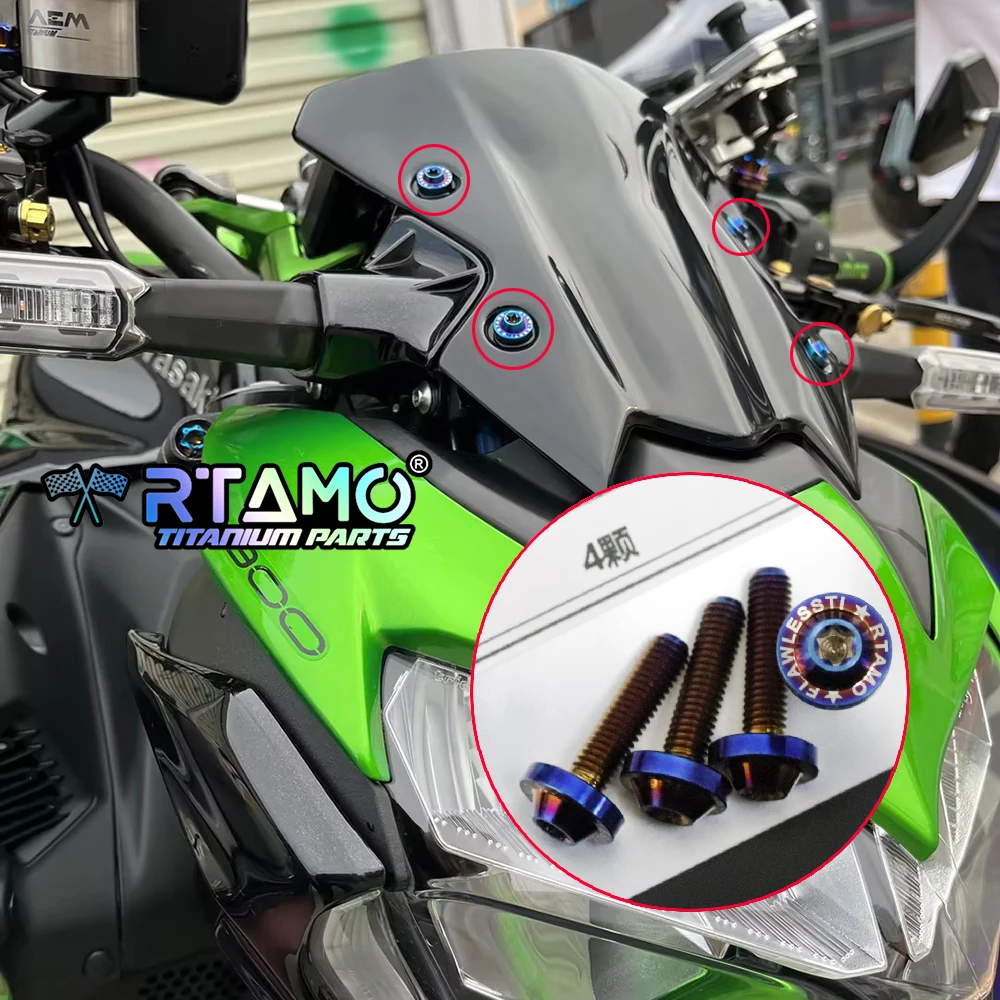 RTAMO Gr5 Titanium Bolts for Kawasaki Z900 Windshield Brake Fluid Cap Oil Tank Cover Front Fender Fork Brake Disc Screws