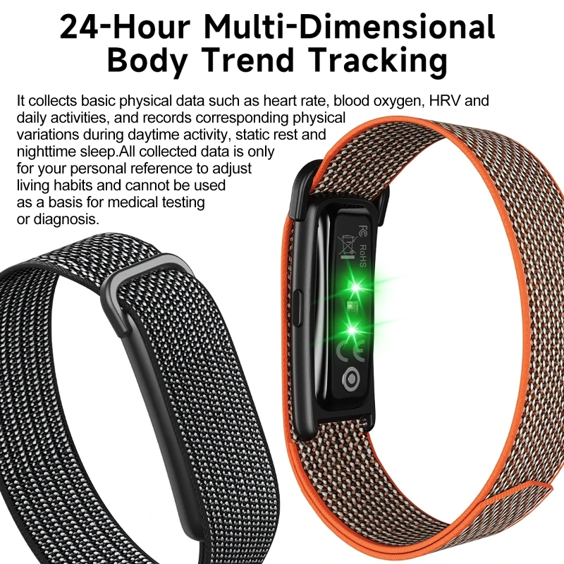 Intelligentes Bildschirmloses Armband zur Fitness-, Herzfrequenz-, Blutdruck- und Blutsauerstoffmessung, Sport-Fitness-Tracker für Männer und Frauen