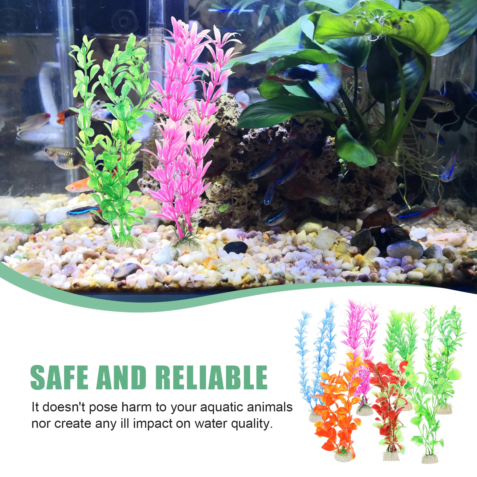 

7Pcs Aquarium Artificial Plant Fake Water Grass Decor Fish Tank Accessory Realistic Lively Atmosphere Exquisite Workmanship Safe