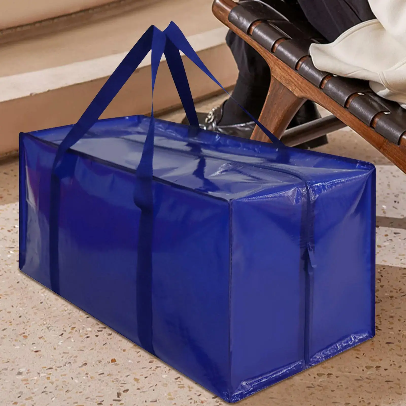 

Large Capacity Moving and Storage Bag Dust and moisture proof Durable Plastic with Shoulder Strap Portable Travel Luggage Bag