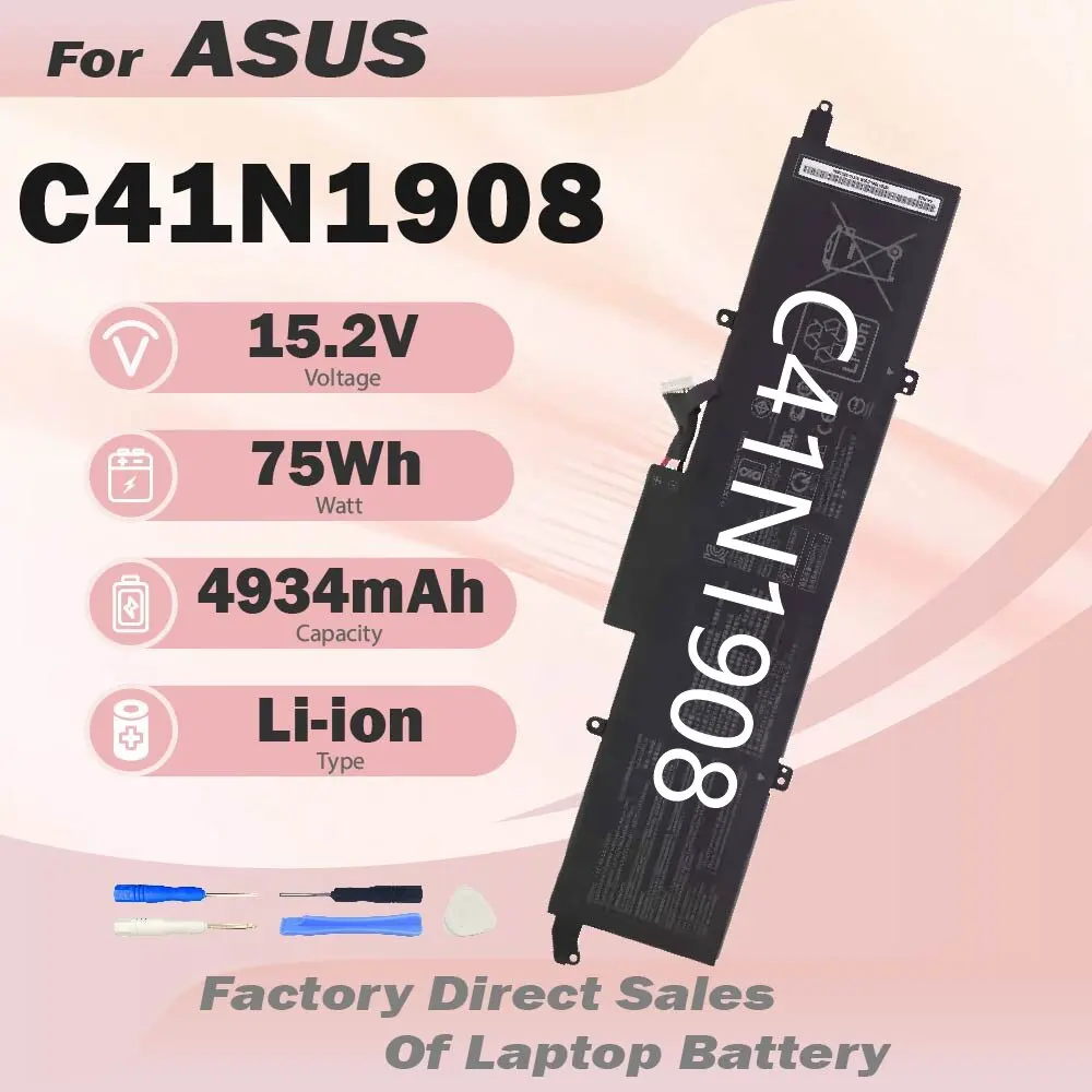 C41N1908 75Wh Battery Replacement for Asus ROG Zephyrus G14 GA401II GA401IV GA401IH GA401IU GA401IV GA401IV-BR9N6 GA401Q
