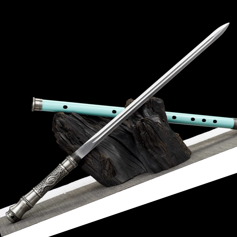 Imitation Flute Sword,Chinese Spear,Reverse Stick Sword,High Manganese Steel Blade,Stainless Steel Saya,Training Swords