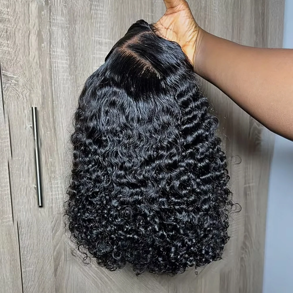 Pré corte sem cola onda profunda 13x6 hd perucas frontais do laço curto bob perucas 13x4 perucas sem cola cabelo humano onda de água perucas encaracoladas para mulher