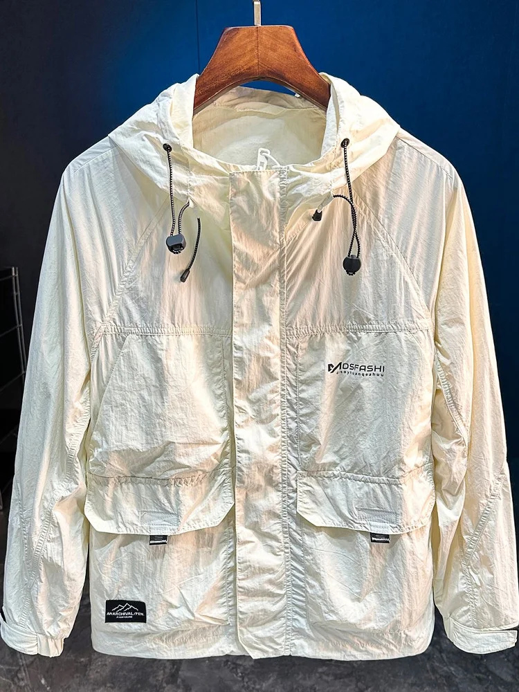 

Новая летняя мужская свободная уличная дышащая одежда с защитой от ультрафиолета, длинная куртка на молнии с капюшоном, молодежная мода