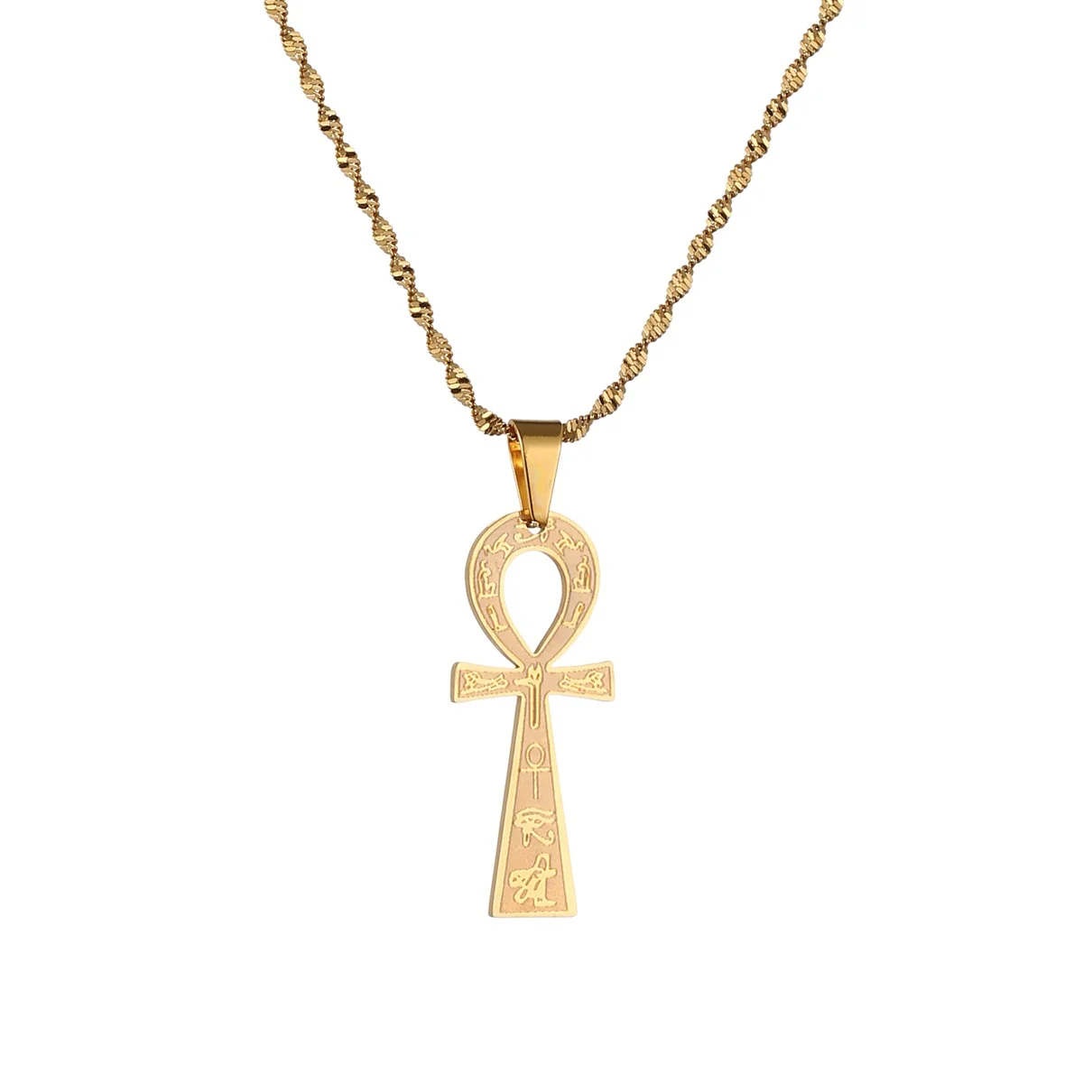 

Stainless Steel Egyptian Ankh Cross Ancient Symbol Of Life Egypt Eye Neckalce Pendant Jewelry