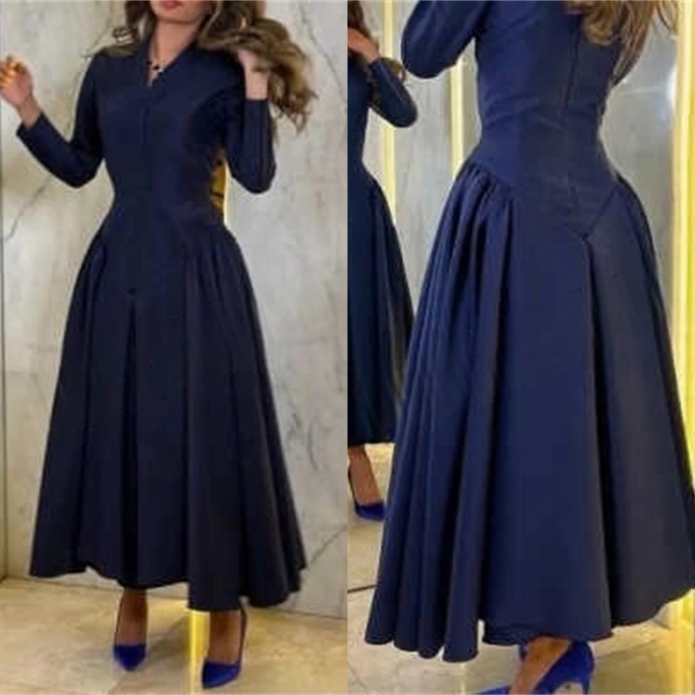 

Customized Delicate Blue Jersey Evening Dress Temperament Sweetheart Long Sleeves Cocktail Dress Modern Special Occasion Gowns