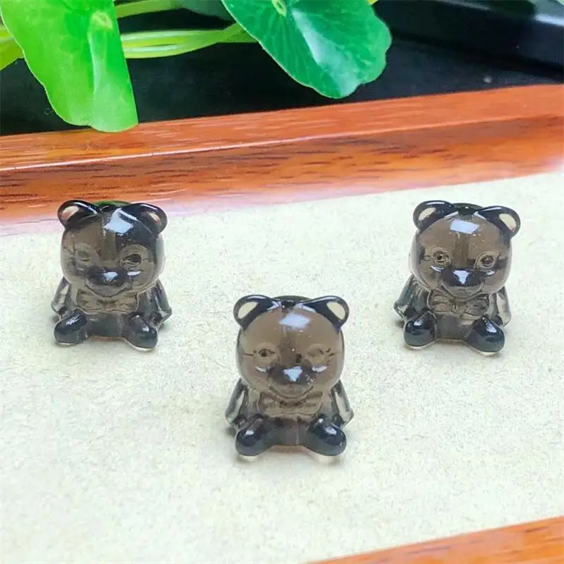 

10pcs Natural clear obsidian Cartoon Bear Cute Pendant DIY Necklace Bracelet Children Healing Fengshui Jewelry Gift 17mm