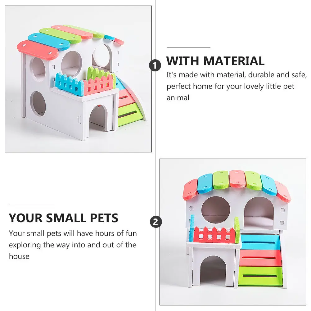Maison pour hamster en bois faite à la main, abri pour petits animaux, nid, cabane pour hamster, cachette, endroit amusant pour jouer, fournitures pour animaux de compagnie