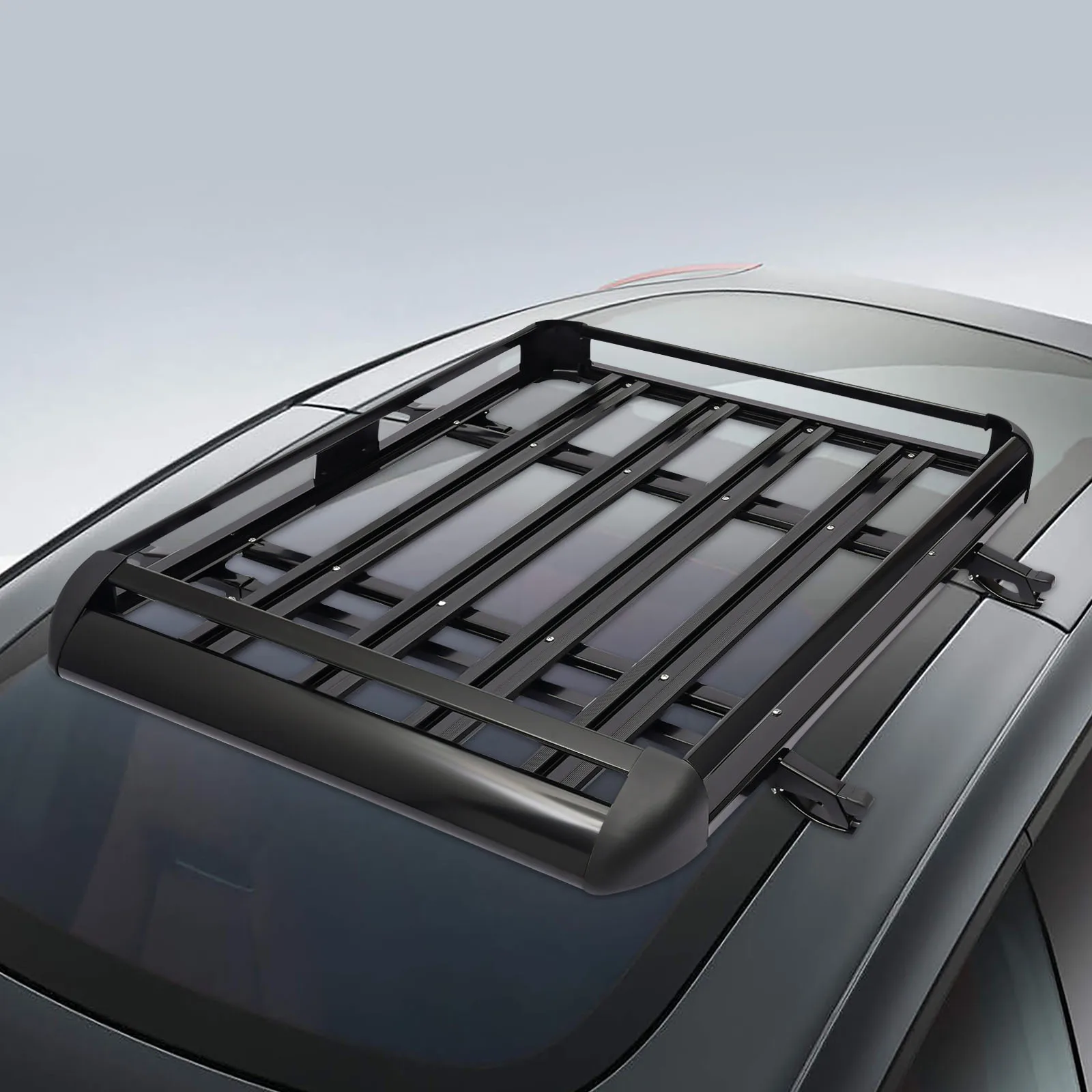 Black Roof Basket Aluminium Roof Rack Luggage Cargo Carrier Fits Most Cars