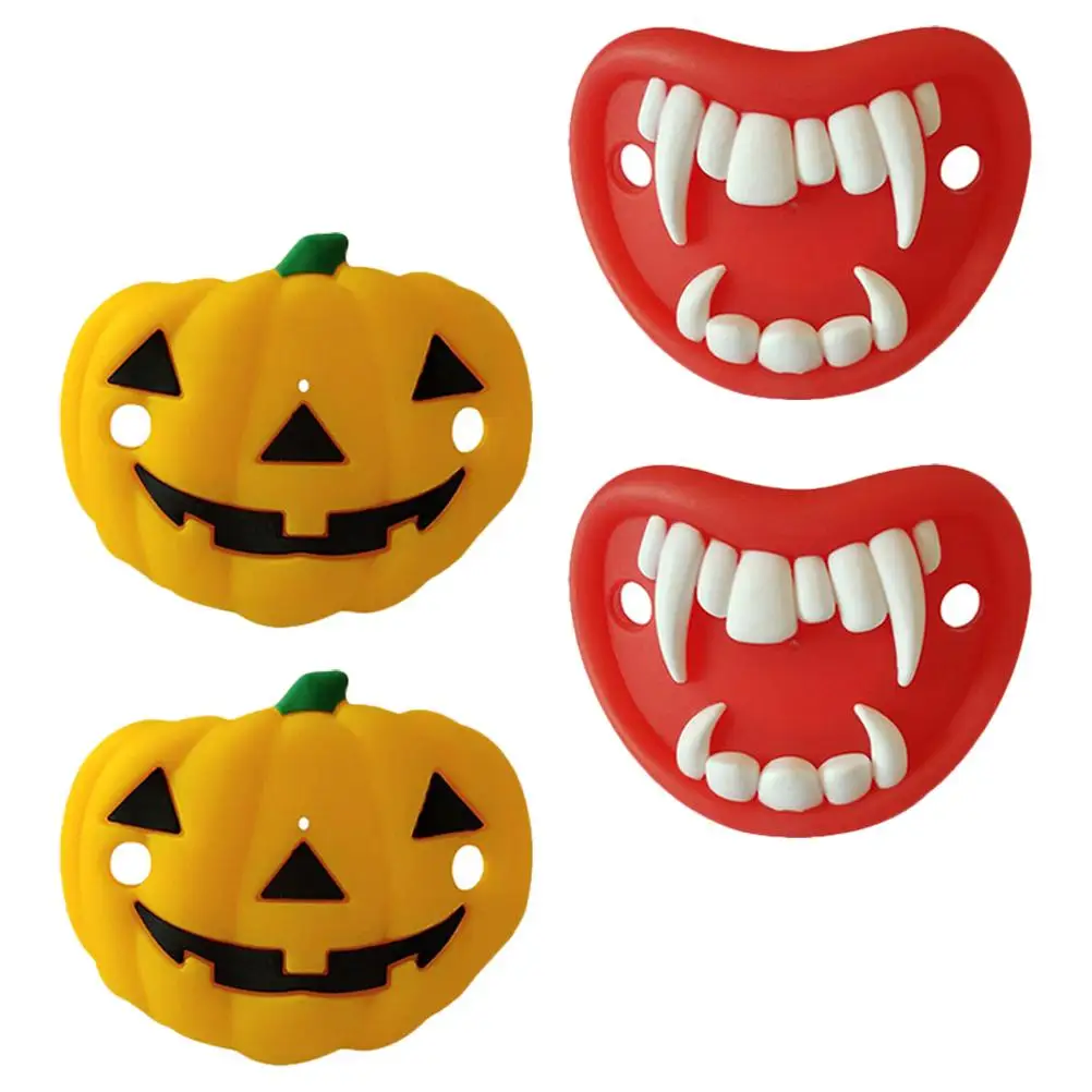 

4 Pcs Pacifier Halloween Infant Teether Silica Gel Toddler Soother Shower Favor Toy Newborn