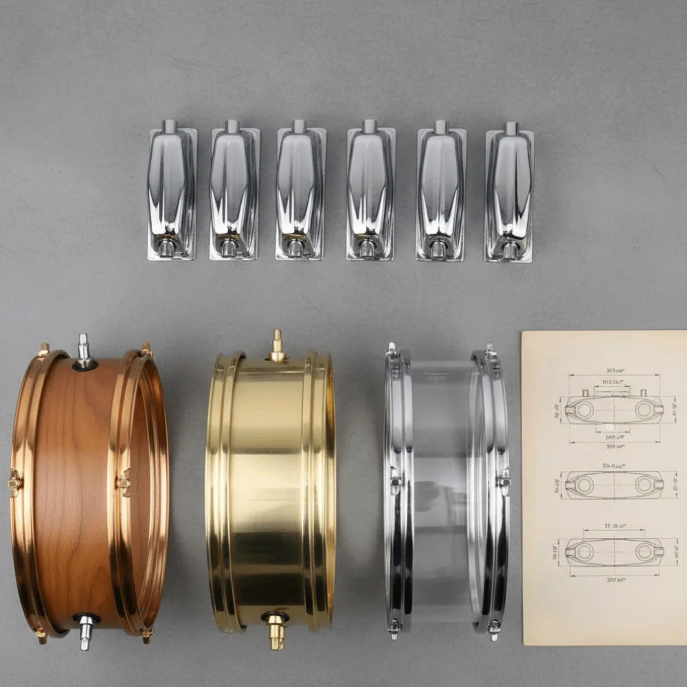 6pcs ​Rectangular Shape ​Snare Drum Lug​ ​Silver ​Ear Drum Set Parts​ ​Double-end Lug​ ​Double-end ​Drum Claw Hook​