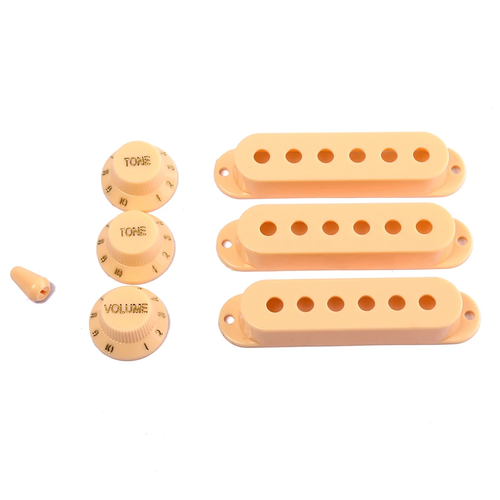 

3Pcs Yellow Pickup Covers 1 Volume 2 Tone Knobs Switch Tip Plastic Strat Guitar Accessories Replacement Kit