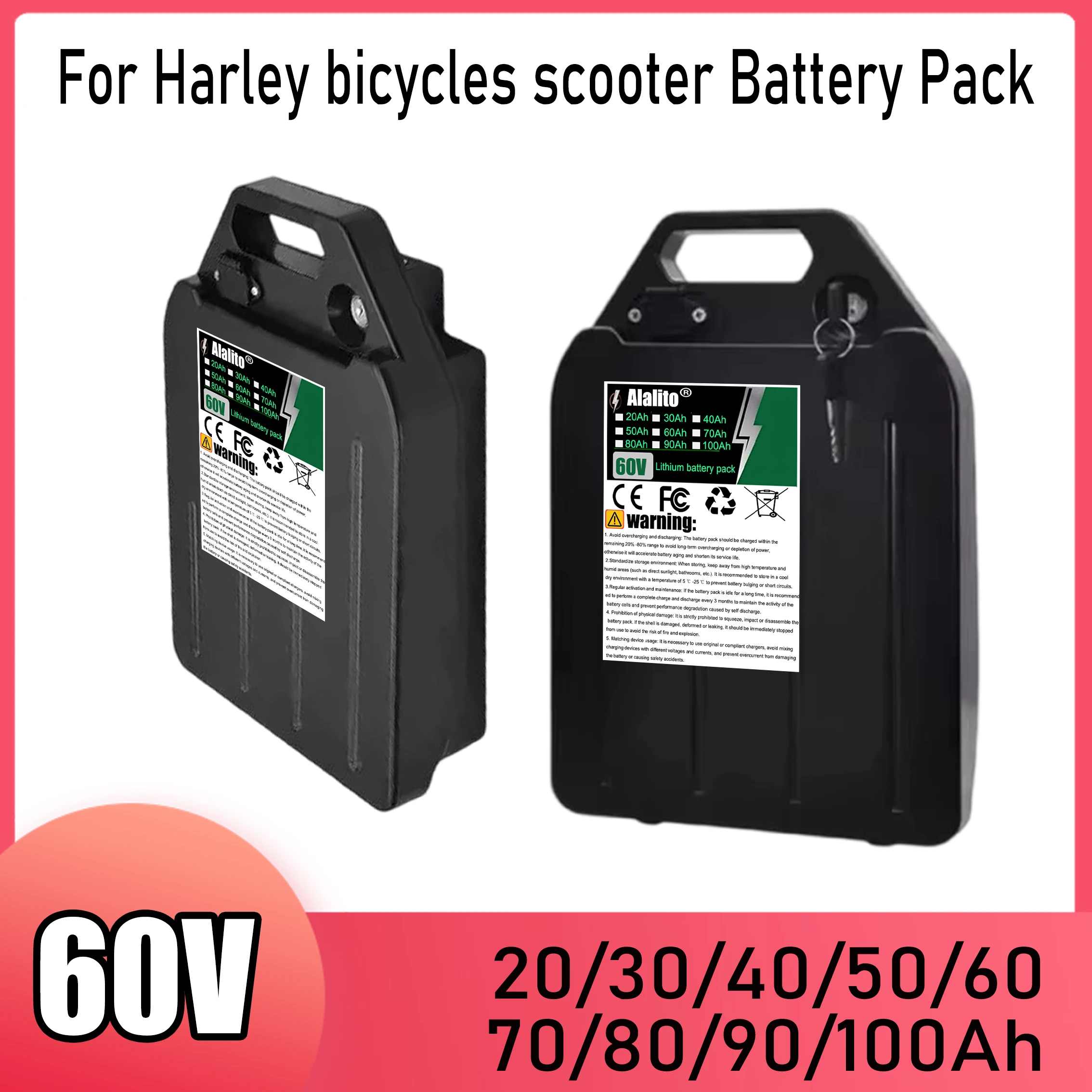 60V 20Ah-100Ah battery pack, suitable for 250-2000W motorcycle batteries, air freight
