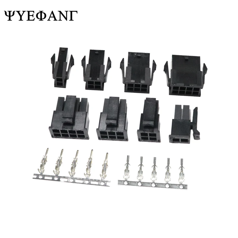 

5sets Micro-Fit 3.0 MM Receptacle Housing + Plug Shell Panel Mount Ear + Male Female Crimp Terminal MX3.0 2*1/2/3/4/5/6/7/8/10P