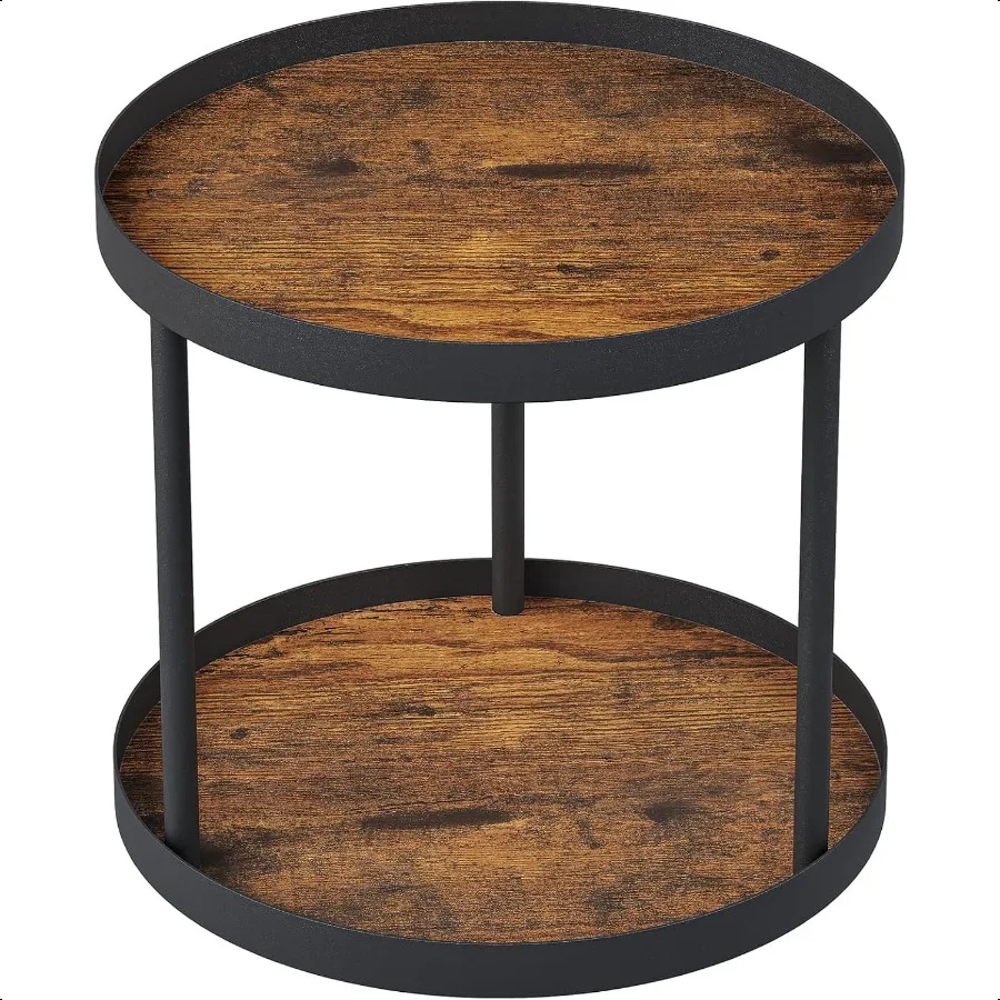 

2 Tier Organizer Two Tier Turntable for Kitchen Countertop Spice Rack Organizer Rustic Brown 9.8" x 9.8" x 8.8"