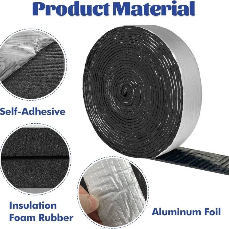 1/2 roll Fiberglass Outdoor Pipe Foam Insulation Tape Thermal Insulation Fireproof Waterproof Flame Retardant Weather Resistance