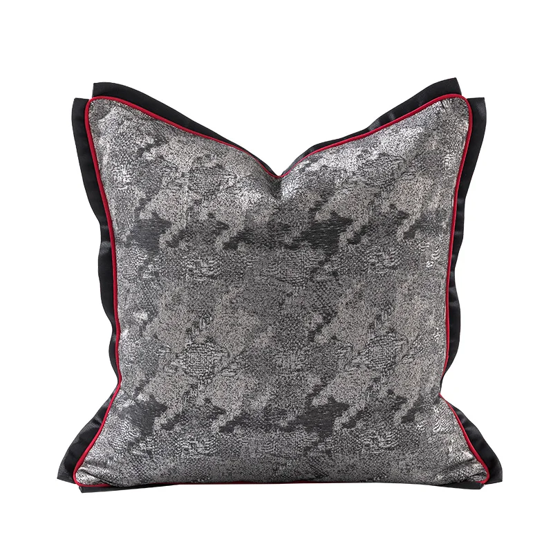 Luxury Pillow Cover Strie Red Grey Cushion Pillowcase Modern Sofa Couch Pillow Cover 60x60cm