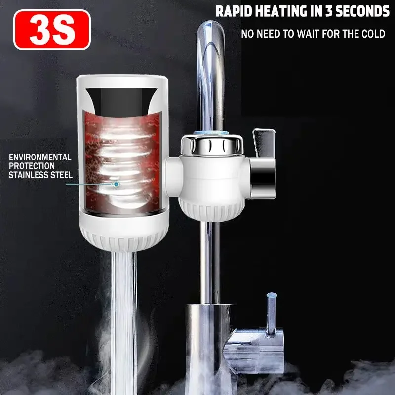 Calentador de agua eléctrico sin tanque, grifo de calefacción instantánea de 50 grados, doble uso, frío, cocina