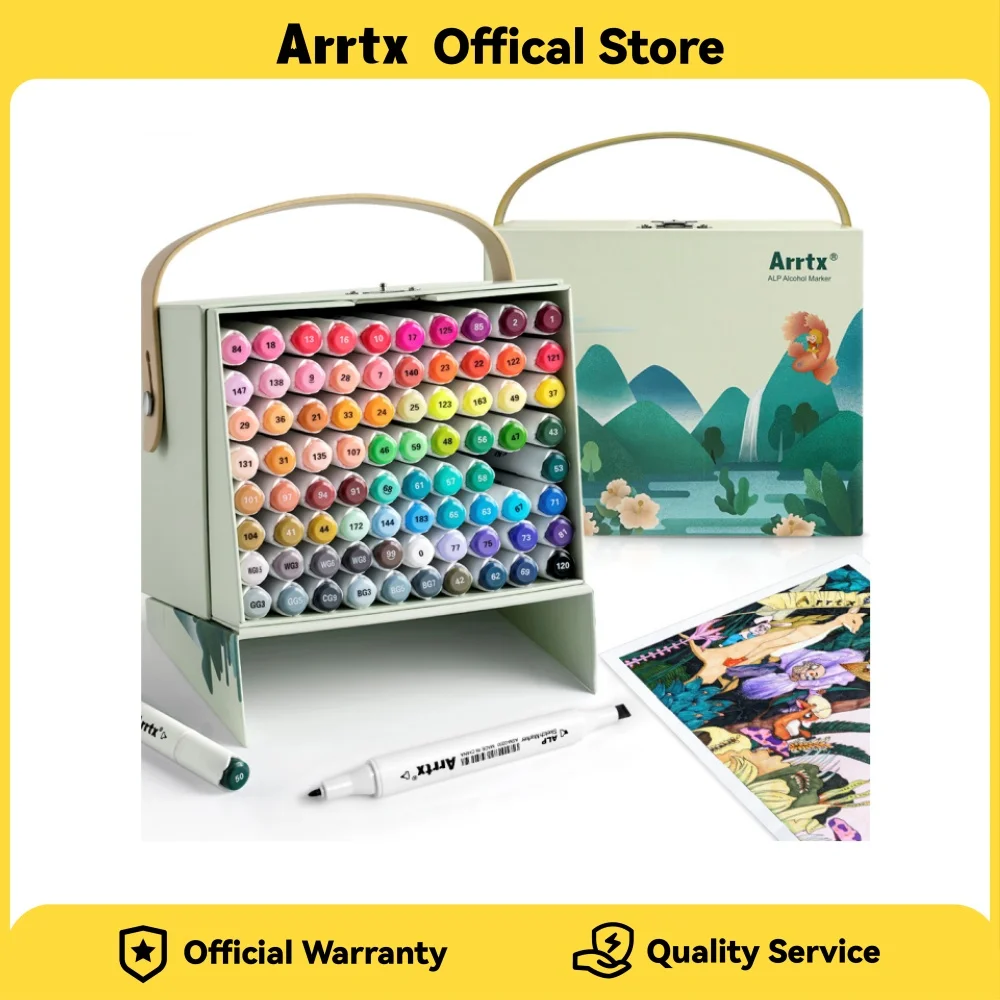 

Спиртовые маркеры Arrtx ALP 80/90 цветов, двойные наконечники, художественные маркеры для перманентного рисования для художников, раскраска для взрослых, иллюстрация, дизайн