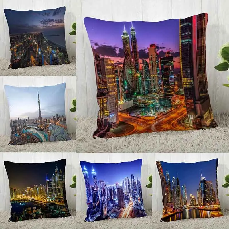 Luxury Home Decor Pillow Cover Living Room Sofa Cushion Cover City Night Scene Light Pattern Cushion Cover