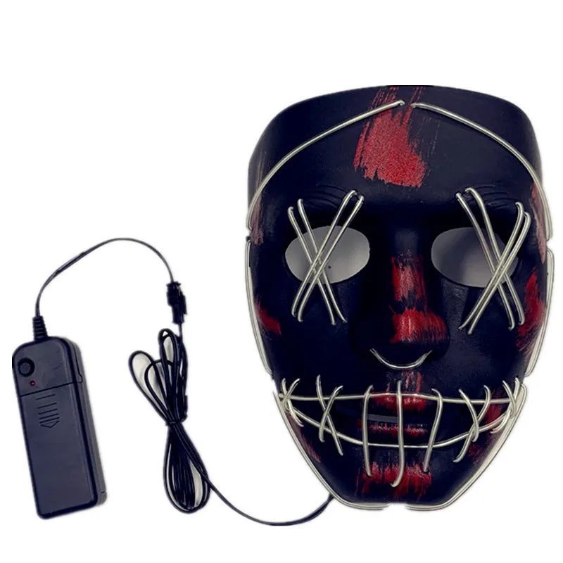 HalloweenELLuminousMaskPurgeHorrorBloodThickLedStreetDance Mask