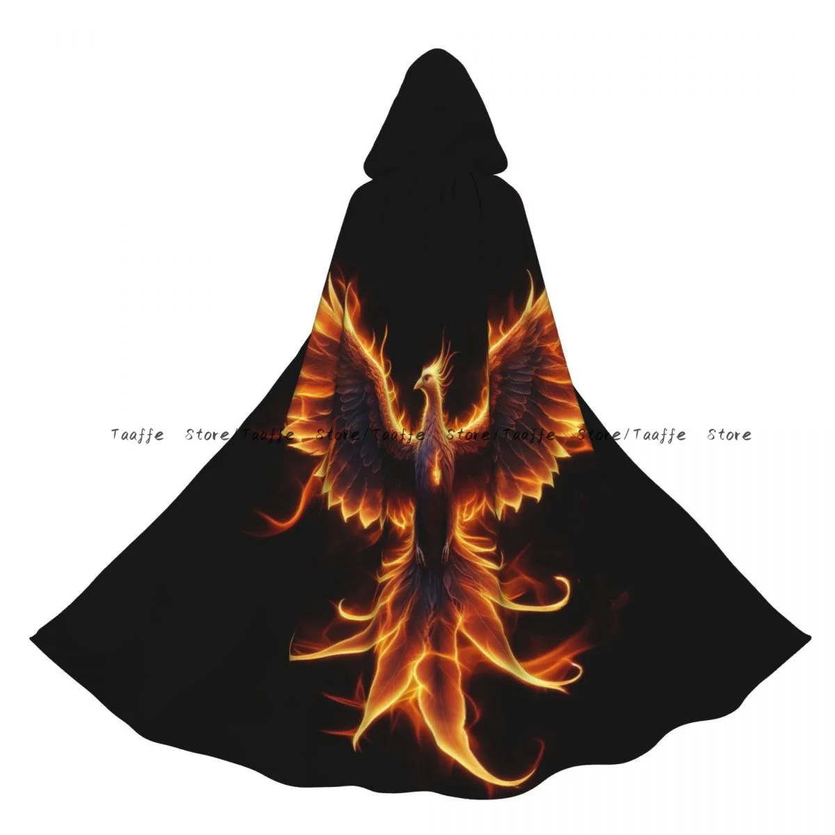 Middeleeuwse cosplay mantel kapmantel Phoenix Rising From Ash Bird In Fire symbool Cape jas lange geul kostuum tovenaarsmantel