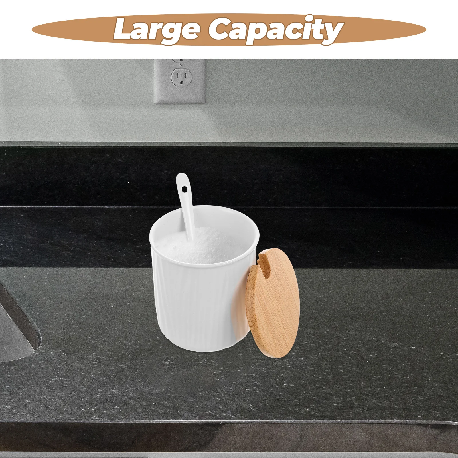 برطمان توابل سيراميك 300 مل وعاء توابل وظيفي مع غطاء حاوية سكر أنيقة لوعاء توابل ديكور المطبخ الحديث