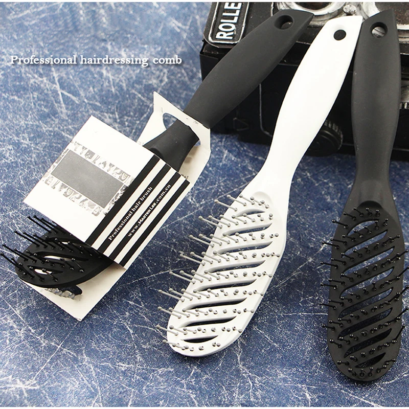 Nhựa Lược Massage Nhỏ Cong Phong Cách Chống Tĩnh Điện Bàn Chải Tóc Làm Tóc Chuyên Nghiệp Ướt/Khô Kép Tạo Kiểu dụng Cụ