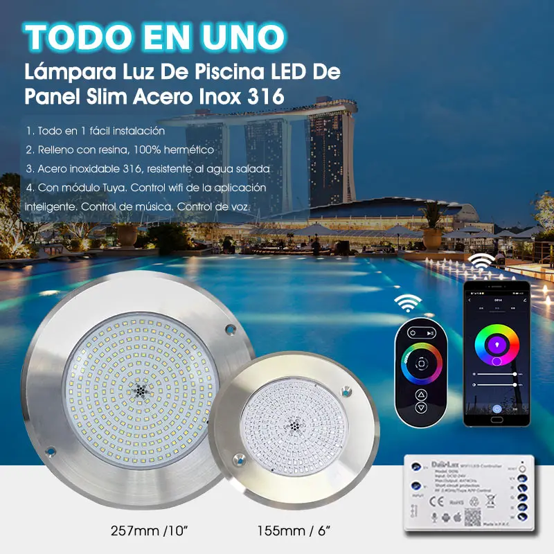 HOTOOK OEM DC 12V Stainless Steel 10W Addressable IP68 RGB 100 Feet Retro Swimming Pool Float Lights LED Underwater With Host