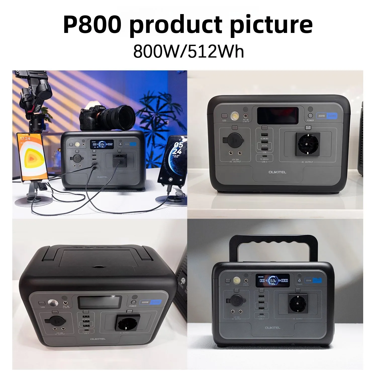 P800 800W Portable Power Station LiFePO4 Battery High-Power Output Large Capacity For Camping Emergency Use & Street Vending