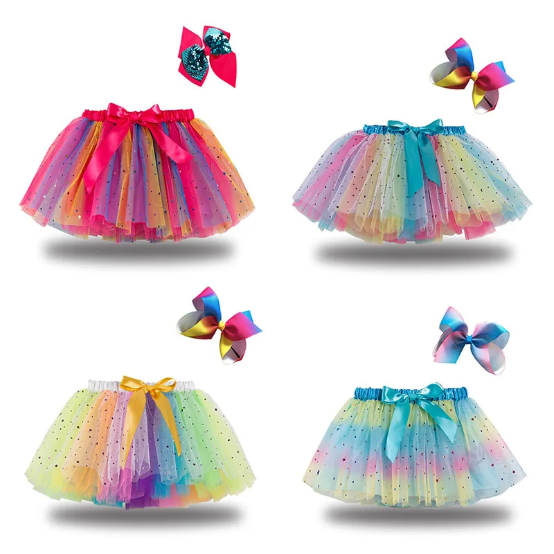 

Lovely 12M-8T Girls Tutu Skirt Costume Rainbow Tulle Kids Princess Colorful Skirts Baby Girls Skirts Mini Dancing Dress