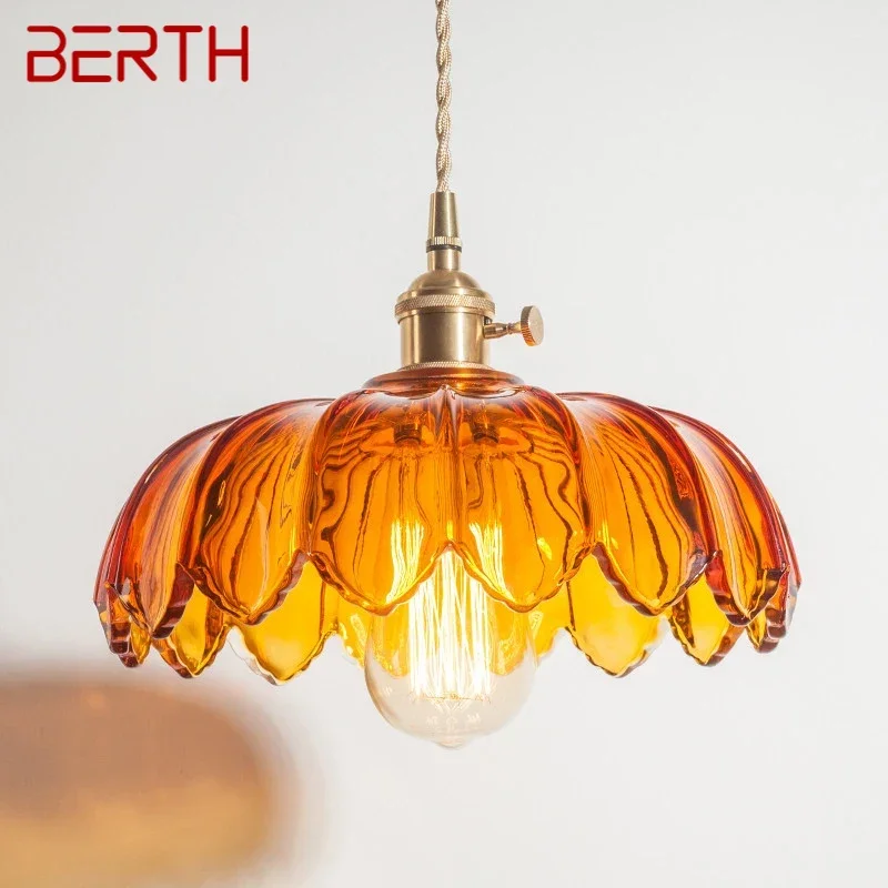 

BERTH BERTH Nordic Brass Pendent lamp Modern Bedroom Bedside lamp Color Glass LED Restaurant Bar Aisle Chandelier