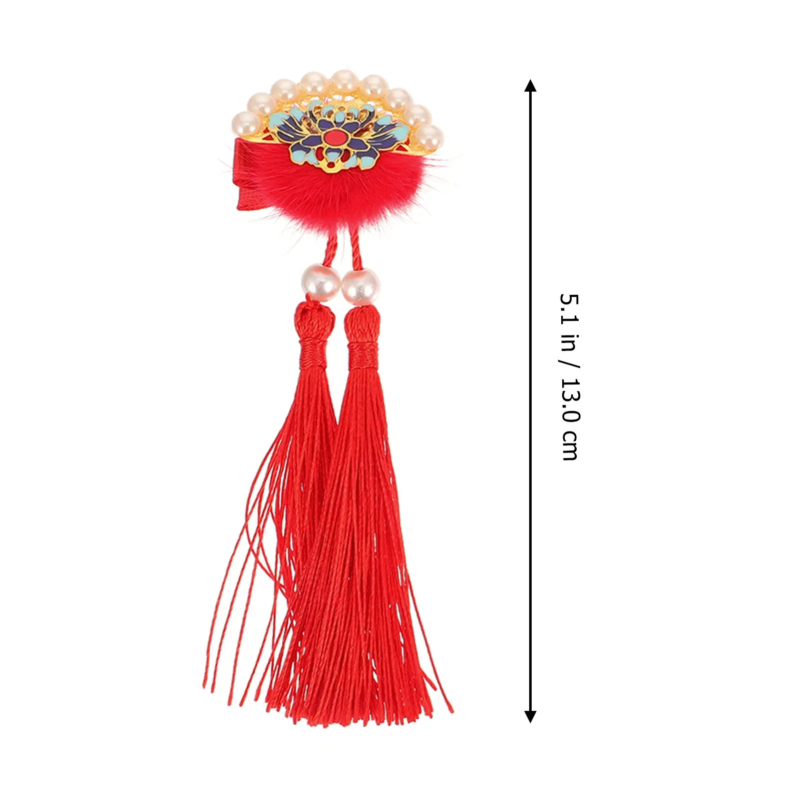 5Pcs Chinese New Year Tassel Hair Clips Barrettes Lightweight Retro Hairpins for Spring Festival Dance Party Accessories