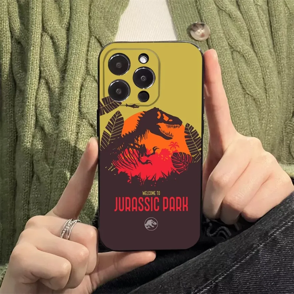 D-Dinosaur J-Jurassic Park Phone Case For Apple iPhone 15,14,13,12,11,XS,XR,X,8,7,Pro,Max,Plus,mini Silicone Black Cover