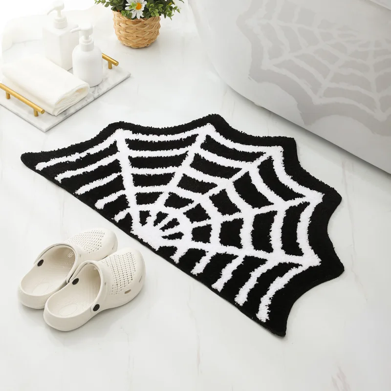 Creative Halloween Spider Web Pattern Floor Mat, Bathroom Dirt-resistant and Anti-slip Bedroom Foyer Mats, Entrance Exit Carpet