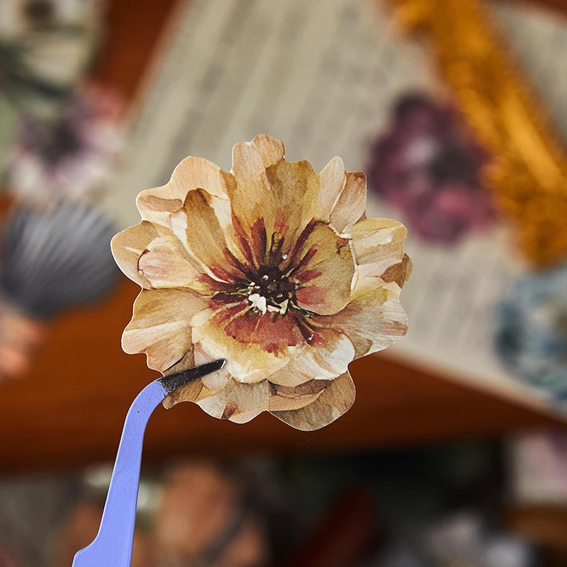 50 pcs Vintage And Antique Series Material Sticker Pack Flower Butterfly Collage Decorative Stickers DIY Journal Scrapbook Diary