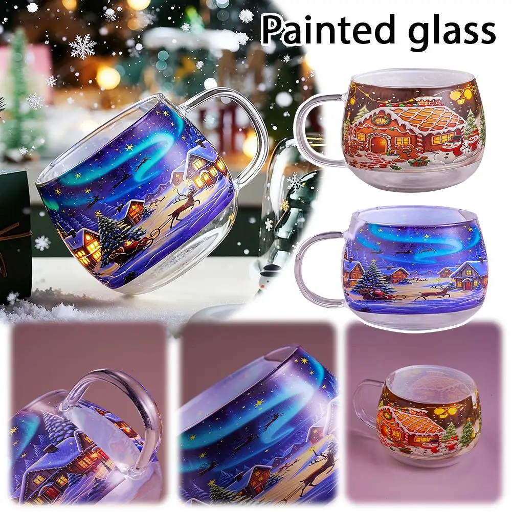 Halloween Glass Cups Halloween Mug Painted Pattern Spooky Coffee Mug For Kitchen Beverage Youth Party Milk Tea Cold Drinks L0O8
