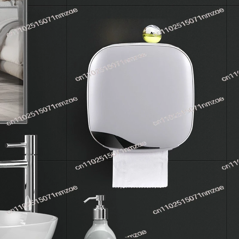 Bathroom Toilet Paper Holder No Drill Waterproof Wall Mount Tissue Box Roll Paper Dispenser Storage Box