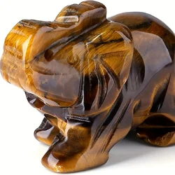 1pc Natural Tiger Eye Stone Elephant Ornament Artistic Statuary Animal Decoration Halloween Christmas Decor&Gift