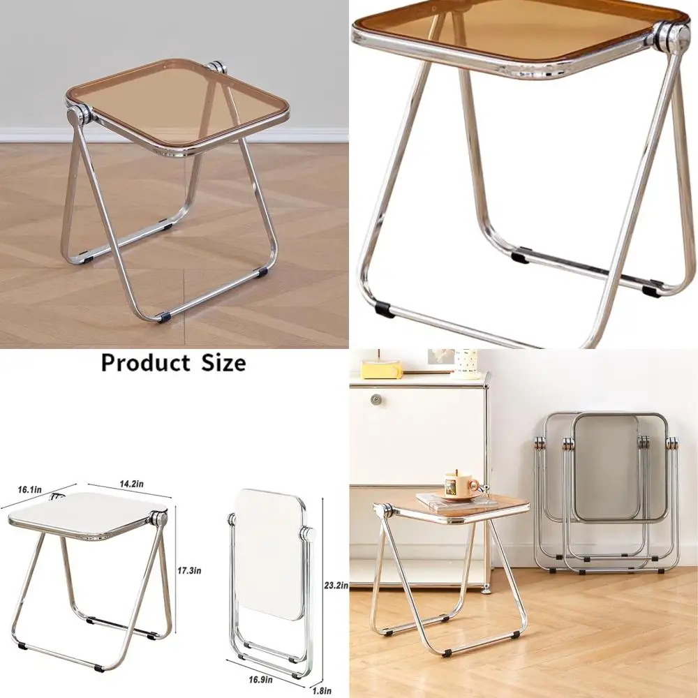 

Компактный акриловый торцевой столик с металлическим каркасом для гостиных, простая сборка, удобный для хранения (темный)