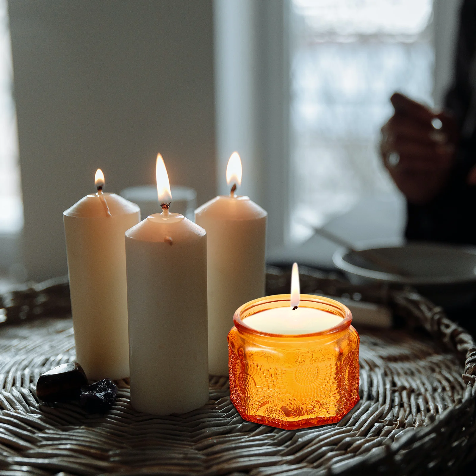 

7Pcs Embossed Storage Jars Durable Glass Reusable DIY Making Containers for Wedding Decor Banquet Use