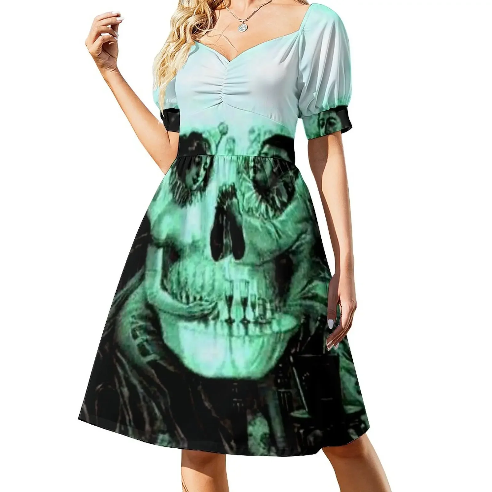 

Skull optical illusion by Salvador Dali - Now step away from the computer Short-Sleeved Dress dress summer 2025 women