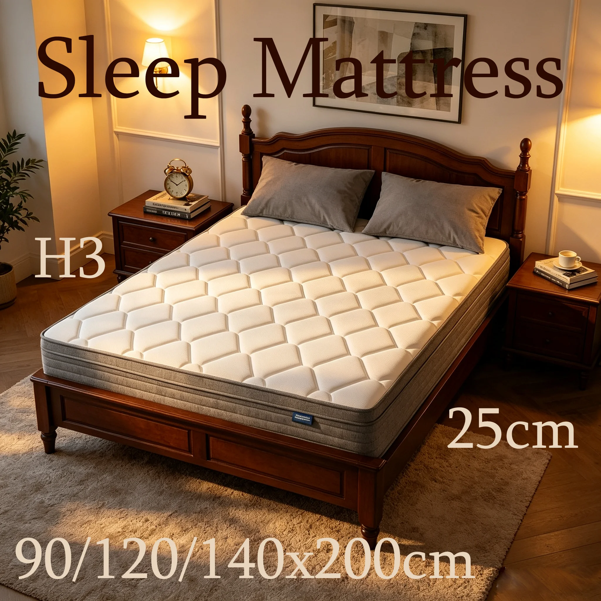 Materasso ibrido a molle con spessore di 25cm 90/120/140×200cm materasso traspirante e confortevole con supporto rigido, cancellazione del movimento e riduzione della pressione per la camera da letto