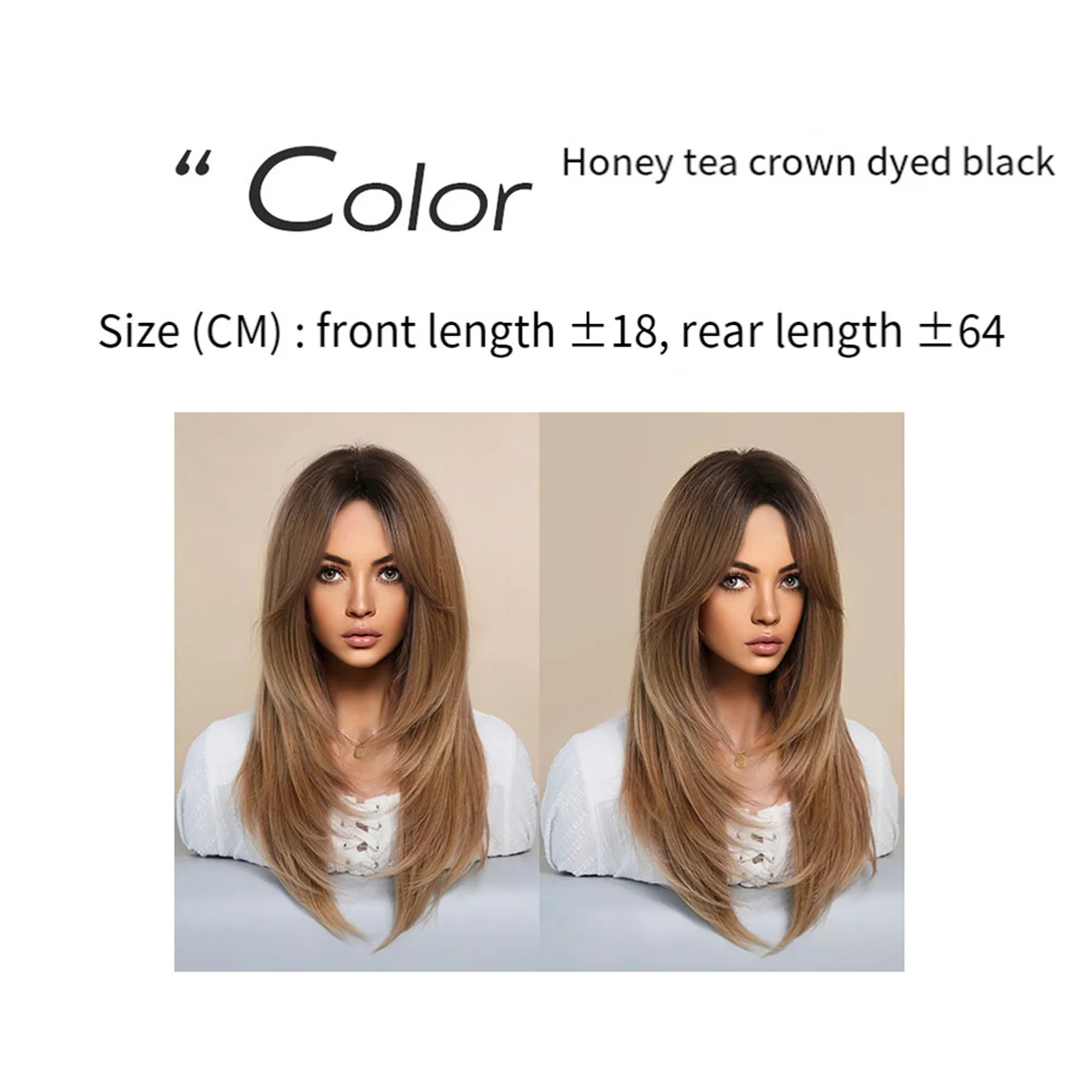 64cm European and American Simulation Wig Female Long Hair Center Parted Full Head Set Long Hair Female Set Head