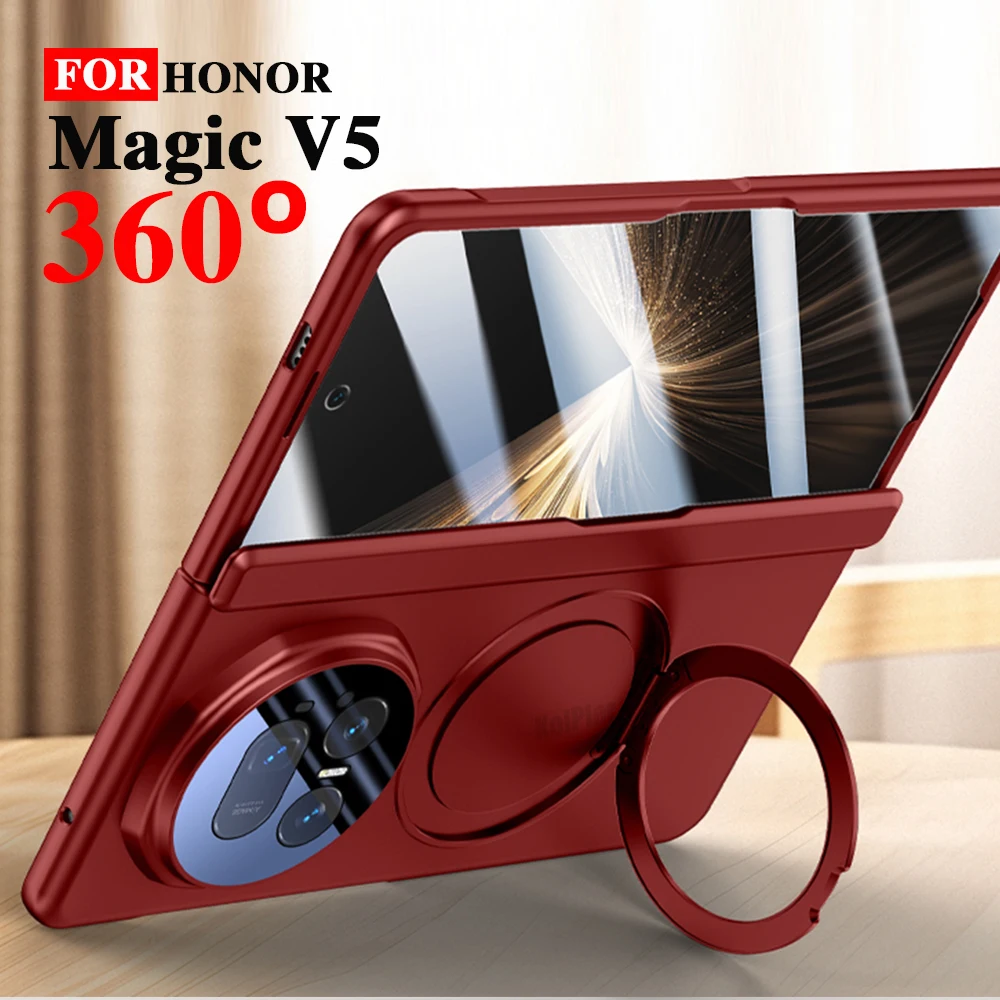 

Matte Skin feel Stand Cases For Huawei HONOR Magic V5 5G 2025 Magnetic Flip Protection Glass Srceen Protector Holder Cover