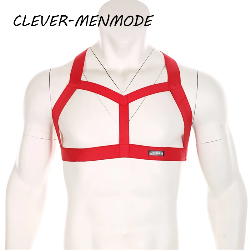 Lingerie masculina corpo peito arnês muscular bondage cabresto pescoço boate festa oco para fora trajes sexy correias arnês muscular